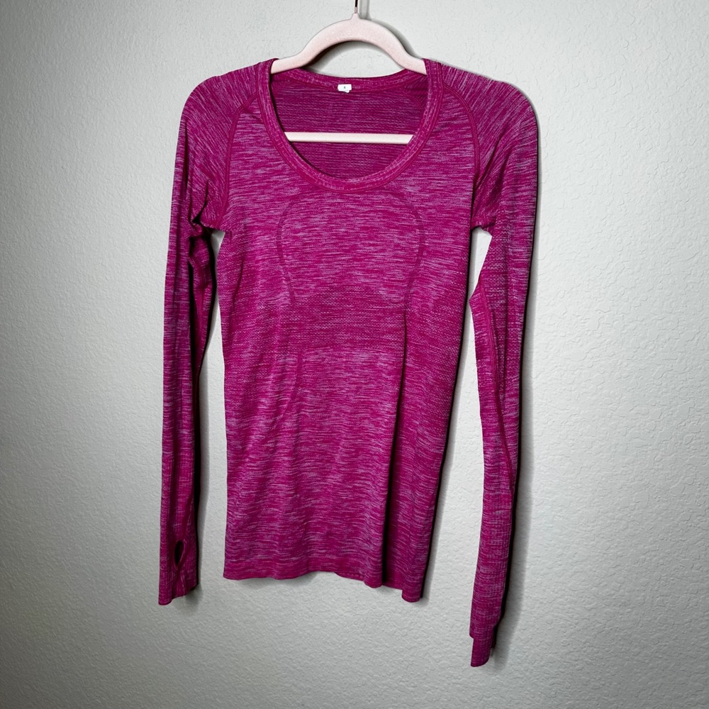 Lululemon Swiftly Tech Long Sleeve Shirt Pink‎ Space Dye Heathered Size 4